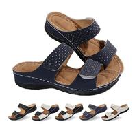 Orthopedic Sandals for Women, Lightweight WedgeSandals with Arch Support, Wide Fit Summer Slides Fashion Rhinestone BeachSandals (Blue,41)