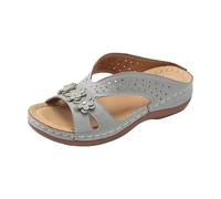 Orthopedic Sandals for Women Open Toe Sandals with Arch Support Ladies Wide Fit Orthotic Slip on Sandal Summer Casual Low Wedge Sandals Shoes Comfy Bohemian Walking Sliders