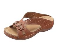 Orthopedic Sandals Mujer Tacón De Cuña Bajo Con Arch Support Wide Fit Estilo Vintage Boho Verano Tipo Slider,Especializadas Para Plantar Fasciitis Y Caminatas Con T-Strap.
