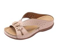 Orthopedic Sandals Mujer Tacón De Cuña Bajo Con Arch Support Wide Fit Estilo Vintage Boho Verano Tipo Slider,Especializadas Para Plantar Fasciitis Y Caminatas Con T-Strap.