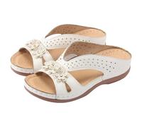Orthopedic Sandals Mujer Tacón De Cuña Bajo Con Arch Support Wide Fit Estilo Vintage Boho Verano Tipo Slider,Especializadas Para Plantar Fasciitis Y Caminatas Con T-Strap.