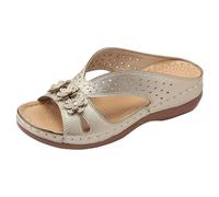 Orthopedic Sandals Mujer Tacón De Cuña Bajo Con Arch Support Wide Fit Estilo Vintage Boho Verano Tipo Slider,Especializadas Para Plantar Fasciitis Y Caminatas Con T-Strap.