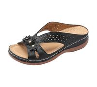 Orthopedic Sandals Mujer Tacón De Cuña Bajo Con Arch Support Wide Fit Estilo Vintage Boho Verano Tipo Slider,Especializadas Para Plantar Fasciitis Y Caminatas Con T-Strap.
