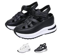 Orthopedic Sandals Orthopedic Shoes for Women Summer Comfortable Platform Hollow out Breathable Wedge Sneakers Closed Toe Wide Sport Sandals Beach Shoes (Black,43)