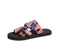 Orthopedic Sandals Women,American Print Arch Support Sliders for Bunions,Toe Loop Flip Flops,Platform Slider for Women Comfy Open Toe,Summer Beach Adjustable Toe Ring Flat Beach Slippers