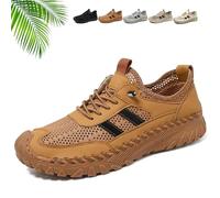 Orthopedic Shoes for Men, Men's Slip On Orthopedic Leather Hiking Shoes Breathable Mesh Sneakers for Walking Casual Outdoor Sandals, marrón, 38 EU