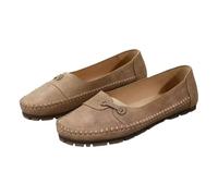 Orthopedic Shoes Leather for Women, Comfortable Slip on Loafers, Round Toe Casual Driving Flats, Lightweight Soft Soled Work Shoes for Business Daily Wear, marrón claro, 40 EU