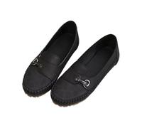 Orthopedic Shoes Leather for Women, Comfortable Slip on Loafers, Round Toe Casual Driving Flats, Lightweight Soft Soled Work Shoes for Business Daily Wear, Negro , 37 EU