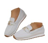 Orthopedic Sneakers for Women 2026 Women's Casual Loafers Lightweight Penny Work Loafer Slip On Shoes with Arch Support Business Non-Slip Walking Boat Shoes (White,40)