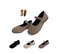 Orthopedic Suede Ballet Mary Jane Flats for Women, Comfort Retro Single Fit Casual Slip On Shoes, gris, 36 EU