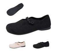 Orthopedic Suede Ballet Mary Jane Flats for Women Comfortable Round Toe Lightweight Slip On Casual Flat Shoes Wide Toe Mary Jane Shoes (Black,37)