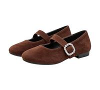 Orthopedic Suede Ballet Mary Jane Flats for Women, Comfortable Wide Fit Casual Soft Round Ballet Flat Lightweight Black Mary Jane Shoes