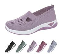 Orthopedic Walking Shoes for Women Orthopedic Breathable Soft Sneaker Slip On Arch Support Non-Slip Comfortable Bulky Sports Shoes (Light Purple,42)