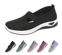 Orthopedic Walking Shoes for Women Orthopedic Breathable Soft Sneaker Slip On Arch Support Non-Slip Comfortable Bulky Sports Shoes (Black,43)
