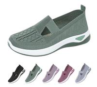 Orthopedic Walking Shoes for Women Orthopedic Breathable Soft Sneaker Slip On Arch Support Non-Slip Comfortable Bulky Sports Shoes (Green,42)