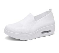 Orthopedic Walking Shoes for Women, Summer Air Cushion Slip-On Sneakers (37,White)