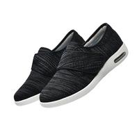 Orthoshoes Zapatos para Ancianos diabéticos,Larghi Scarpe Ortopediche a Strappo Sandali Riabilitativi Apertura per Piedi Gonfi Dalla vestibilità Extra.Black Gray,46