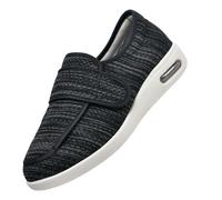 Orthoshoes Zapatos para Ancianos diabéticos,Ortopediche Donna per Piedi Gonfi Pantofole Diabetici Regolabili Sollievo Dolore,Scarpe con Chiusura Facile.Black Gray,41