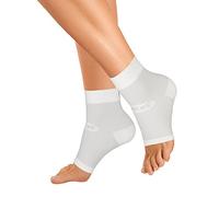 OrthoSleeve FS6 - Manga para pies, exclusiva tecnología de compresión de 6 zonas, fascitis plantar, alivio del dolor y la hinchazón del talón, 1 par, M blanco