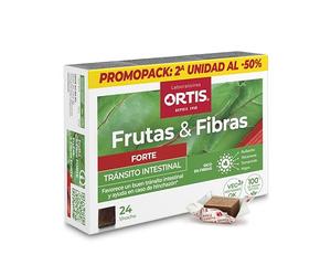 Ortis - Duo Pack Frutas & Fibras Forte 24 Cubos - Complemento Alimenticio Que Favorece un Buen Tránsito Intestinal - Ayuda en Caso de Hinchazón - Acción Rápida - 100% Natural