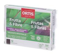 Ortis - Frutas & Fibras Clásico 12 Cubos - Complemento Alimenticio que Ayuda a Regular el Tránsito Intestinal - Pereza Intestinal Frecuente - 100% Natural a Base de Ruibarbo e Higos