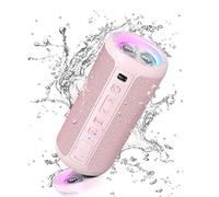 Ortizan Altavoz Bluetooth Potente Portatil X10P Rosa con Luz LED de Color Hay Volumen Alto y Graves Potentes, Apoya Reproducción de Música 30H, Bluetooth 5.3 y IPX7 Impermeable
