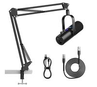 Ortizan Micrófono dinámico XLR/USB, micrófono de Podcast, micrófonos de Condensador con botón de Silencio, Efectos de reverberación, cancelación de Ruido, Soporte de Brazo de Brazo, Conector para