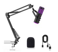 Ortizan Micrófono USB para Juegos, micrófonos de Condensador para PC, PS4/5 y Mac, micrófono de Podcast con cancelación de Ruido con Silencio, reverberación, monitoreo, Brazo Ajustable, Filtro para