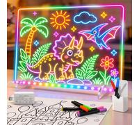 Ortizan Tablero de dibujo LED, tablero de notas LED con 13 efectos de luz, tablero acrílico recargable de 35 x 25 cm con soporte, cadena colgante, adaptador de regalo para niños, Navidad, cumpleaños