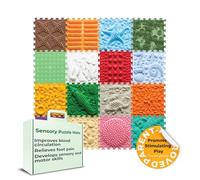 ORTO NATURE Tapete de juego de rompecabezas de masaje sensorial de 16 piezas, azulejos ortopédicos entrelazados y tapetes sensoriales texturizados para niños y adultos (tierra alegre)