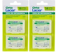 ORTOLACER - Cera de Ortodoncia, 14 barras, para Aparatos de Ortodoncia, Protección Frente a Caries, Desmineralización y la Inflamación de las Encías, Previene Rozaduras e Irritaciones (Paquete de 2)