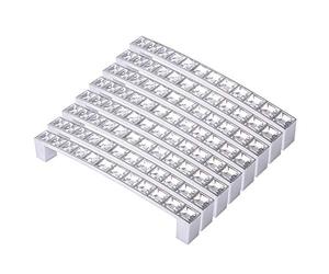 Orton Juego de 8 tiradores cuadrados con diamantes de imitación para muebles, armarios, cajones, 128 mm