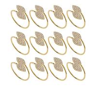 Orton Servilletero, 12 servilleteros de metal para decoración de mesa de boda, fiesta, cena (hoja-dorado)