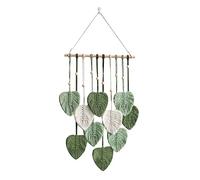 Orton Tapiz de pared de macramé con hojas para colgar en la pared, decoración del hogar, decoración del hogar, habitación, boda, color verde
