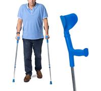 Ortones - Muletas Adulto Regulables Aluminio (2 uds, Azul) - Ajuste Rápido con Clip, Contera Antideslizante, Empuñadura Anatómica, Soporta 125 kg, Fabricado en España