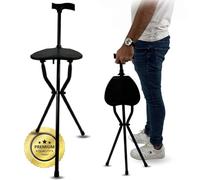 OrtoPrime Bastón para Mayores con Asiento Plegable Bastón Silla Plegable - Bastones para Caminar Mujer Y Hombre Bastón con Asiento Plegable PORTÁTIL 3 Patas Bastón Anciano Silla Bastón ORTOPÉDICO