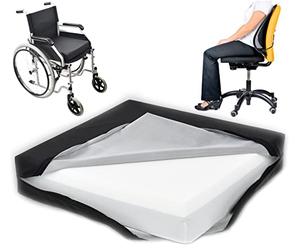 OrtoPrime Cojín Antiescaras Viscoelástico + HR Espuma Confort Memory, para Silla de Ruedas Sillón y Oficina, Lavar a mano - Cojín Impermeable, Protección y Comodidad, Negro