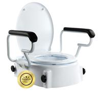 OrtoPrime Elevador WC Inclinable con Reposabrazos Abatibles - Altura Regulable 5, 10 y 15 Centímetros - Alza wc con Tapa - Alzador de Inodoro Portátil