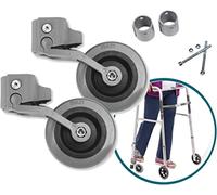 OrtoPrime Kit x2 RUEDAS Andadores Ancianos - Ruedas Traseras Adaptables a Andadores de Adultos - Casquillos Compatibles Tubo de 30mm 25mm y 22mm - Freno a la Carga por Presión y Fácil Instalación