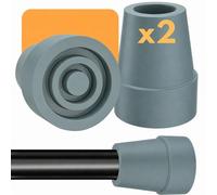 OrtoPrime PACK x2 Tacos Muletas ANTIDESLIZANTES Conteras Muletas Tubos 18mm 19mm y 20mm - Tacos para bastones - Puntas para MULETAS Y BASTONES - Tacos de goma bastones y muletas 2 UNIDADES (GRIS)