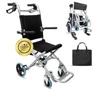 OrtoPrime Silla de Ruedas de Tránsito ALUMINIO Silla de Ruedas PLEGABLE Ligera - Silla Ruedas Ancianos ORTOPÉDICA - Cadeira de Rodas para Idosos - Silla de Ruedas ESTRECHA para Casa y Exterior