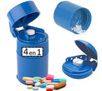 OrtoPrime Triturador de Pastillas 4 en 1 - Cortador de Pastillas KIT COMPLETO - Machacador de Pastillas Corta Pastillas - Cortador pastillas Triturador de Pastillas y PARTIDOR DE PASTILLAS