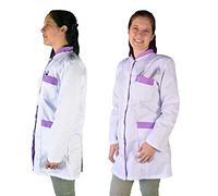 Ortotex QVM-00093/M - Bata cuello mao manga larga, filo lila, talla m