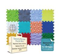 ORTOTO Tapete de juego de rompecabezas de masaje sensorial de 12 piezas, azulejos ortopédicos entrelazados y tapetes para niños, adultos y niños autistas, juguetes sensoriales de pies felices (todo en