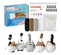 Ortviai Kit de Crochet para Principiantes Gatos - Set de Ganchillo Animales con Hilo y Accesorios, Instrucciones Paso a Paso, 5 Gatitos Hechos a Mano