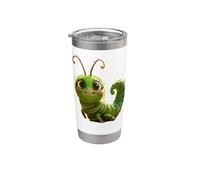 Oruga Orugas Divertidas Metamorfosis Verde Dulce Oruga Vaso térmico de acero inoxidable de doble pared