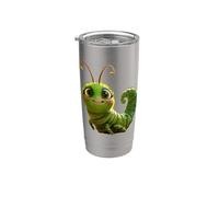 Oruga Orugas Divertidas Metamorfosis Verde Dulce Oruga Vaso térmico de acero inoxidable de doble pared