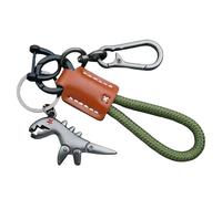 Oruiiju Llavero Dinosaurio de Metal - Diseño Tejido con Cuero & Paracord, Colgante Decorativo con Mosquetón Práctico para Llaves, Mochilas y Bolsos