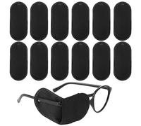 Oruola 12 parches negros para adultos, parche negro para gafas, parche de ojos reutilizables para hombres, parche de ojos de tela no tejida para cubrir la izquierda o la derecha para fortalecer la