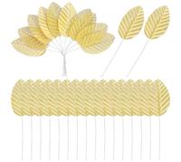 oruola 200 hojas doradas, hojas de seda artificial, hojas falsas artificiales con tallos, manualidades, alambre sintético, hoja individual para manualidades, arreglos florales, decoración del hogar
